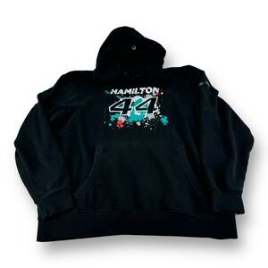 Stichd AMG Pentronas Mercedes Black Hamilton F1 Hooded Sweatshirt Mens Size 2XL